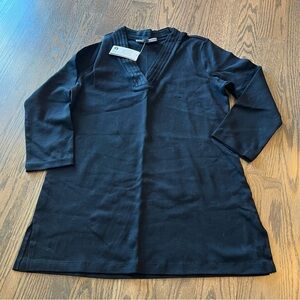 NWT Karen Scott Black v neck deep black tunic size small